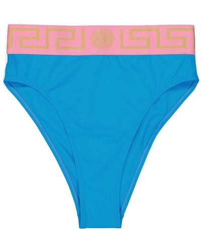 Versace Greca Border High-waist Swim Briefs - Blue