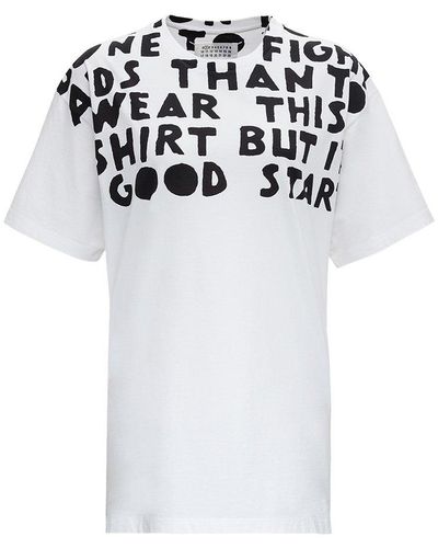 Maison Margiela Jersey T-shirt With Contrasting Front Print - White