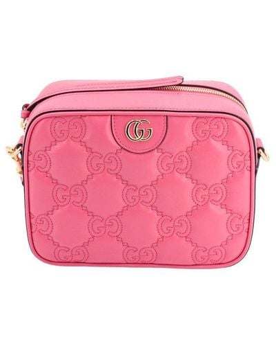 Gucci Gg Matelassé Leather Shoulder Bag - Pink