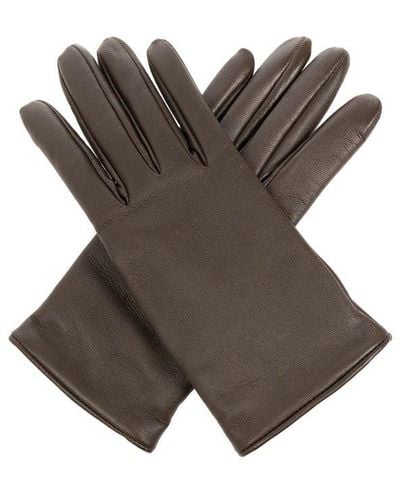 Saint Laurent Leather Gloves, - Brown