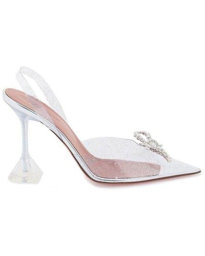 AMINA MUADDI Rosie Pointed-toe Slingback Court Shoes - White