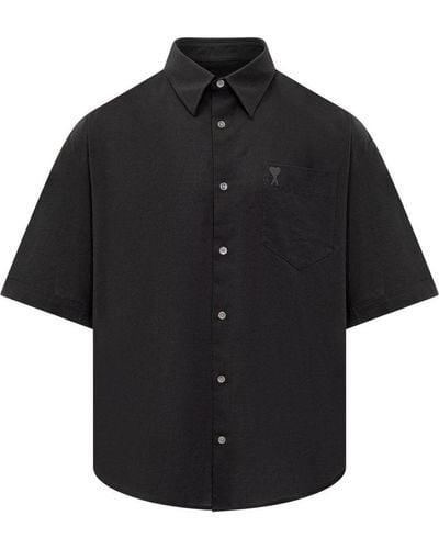 Ami Paris Ami Alexandre Mattiussi Boxy Fit Shirt With Logo - Black