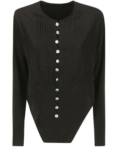 Yohji Yamamoto Tuxedo Shirt Bodysuit - Black