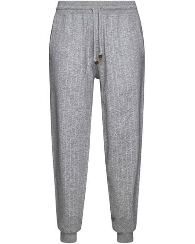 Brunello Cucinelli Striped Drawstring Track Pants - Grey