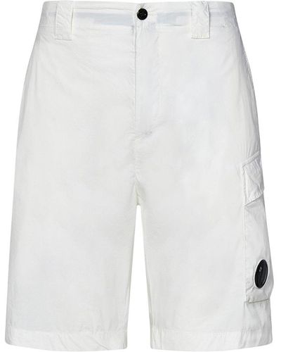 C.P. Company 50 Fili Lens Detailed Straight Hem Shorts - White