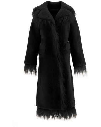 Saks Potts Jimy Fur Trimmed Coat - Black