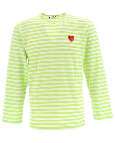 COMME DES GARÇONS PLAY Striped Long-sleeved T-shirt - Green