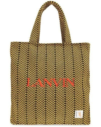 Lanvin X Future Logo Embroidered Interwoven Tote Bag - Green