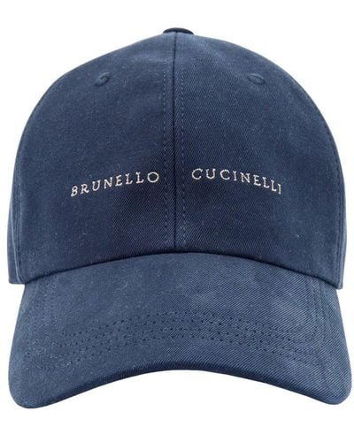 Brunello Cucinelli Logo Embroidered Curved-peak Baseball Cap - Blue