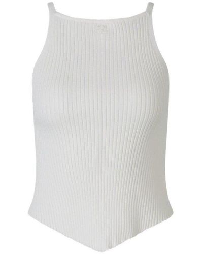Courreges Logo Patch Sleeveless Ribbed Top - White