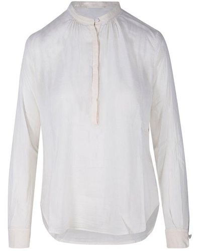 Forte Forte Collarless Sleeved Blouse - White