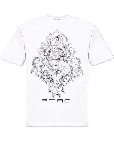 Etro Logo Printed Crewneck T-shirt - White