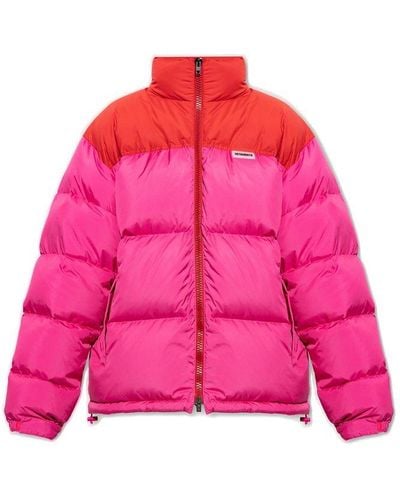 Vetements Pink Down Jacket With Logo