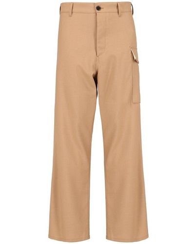 Marni Button Detailed Straight Leg Trousers - Natural
