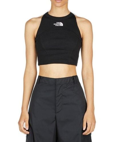 The North Face Logo Embroidered Cropped Top - Black
