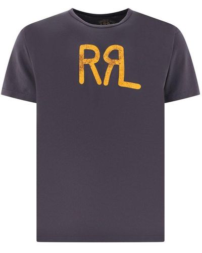 RRL Short-sleeved Logo Printed T-shirt - Blue