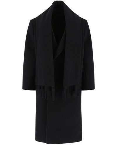 Balenciaga Midnight Wool Blend Oversize Coat - Black
