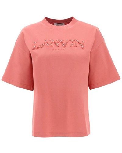 Lanvin Curb Logo Oversized T Shirt - Pink