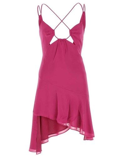 ANDAMANE Layla Mini Asymmetric Halterneck Mini Dress - Pink
