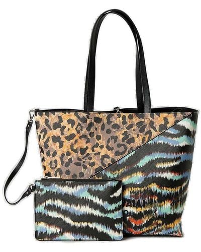 Just Cavalli Allover Printed Tote Bag - Black