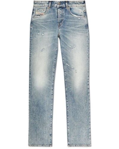 DIESEL 1989 D-mine Distressed Straight-leg Jeans - Blue