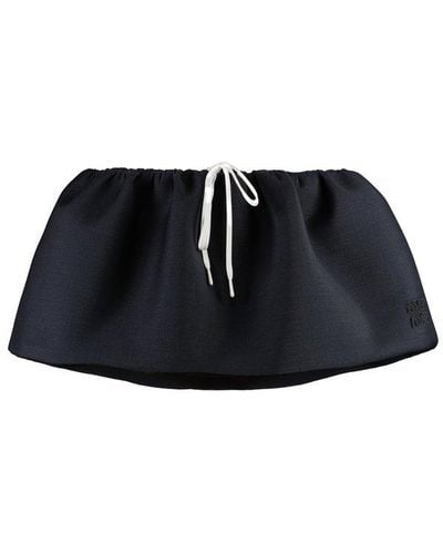 Miu Miu Logo-appliqué Drawstring Mini Skirt - Black
