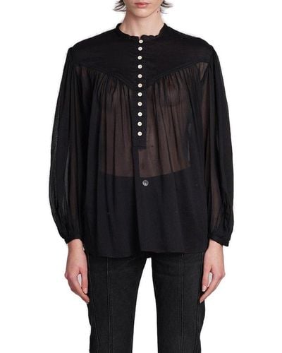 Isabel Marant Kiledia Long-sleeved Pintuck-detailed Blouse - Black
