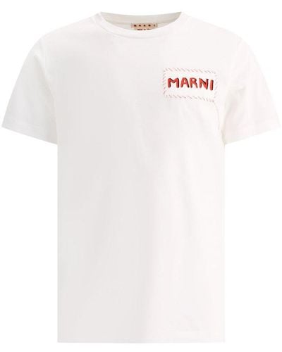 Marni Logo Printed Crewneck T-shirt - White