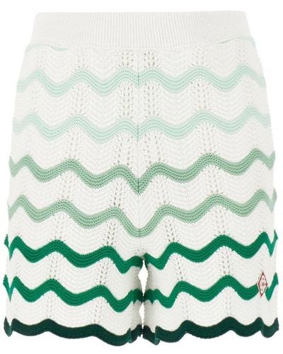 Casablancabrand Gradient Wave Crochet Knitted Shorts - Green