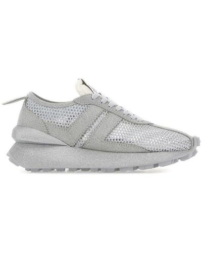 Lanvin Glitter-detailed Lace-up Sneakers - White