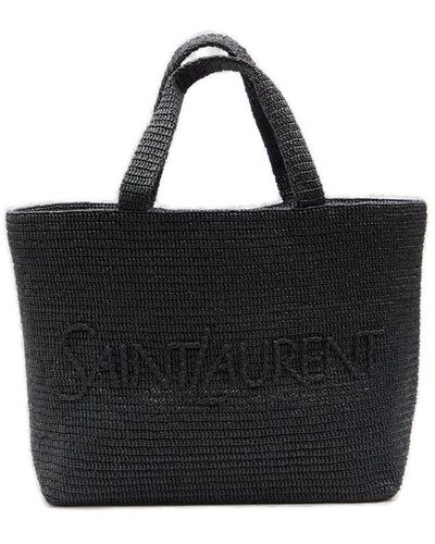 Saint Laurent Logo Detailed Tote Bag - Black