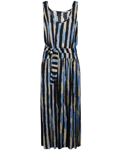 Pinko Striped Tie-waisted Maxi Dress - Blue