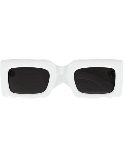 Alexander McQueen Rectangle Frame Sunglasses - White
