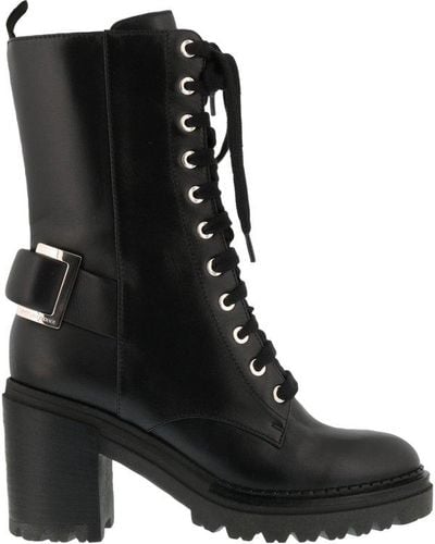 Sergio Rossi Lace-up Heeled Boots - Black