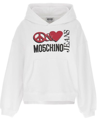 Moschino Jeans Balloon Sleeved Oversized Hoodie - White