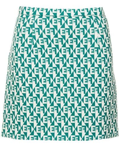 Elisabetta Franchi Monogram-printed High Waist Mini Skirt - Green