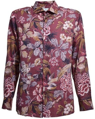 Etro Floral-printed Button-up Shirt - Purple