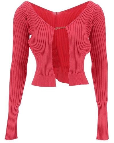 Jacquemus Logo Plaque Long-sleeved Cardigan - Red