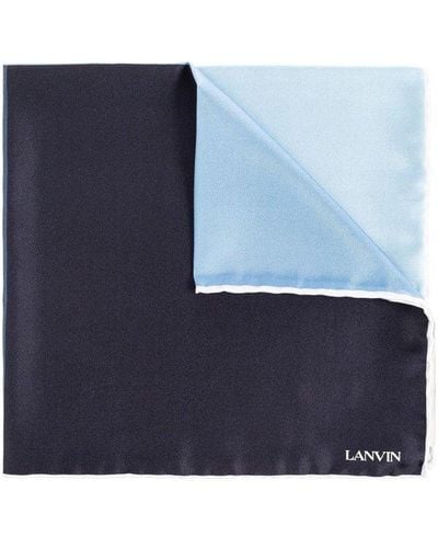 Lanvin Logo Detailed Pocket Square - Blue