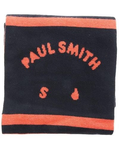 Paul Smith Striped Happy Scarf - Blue