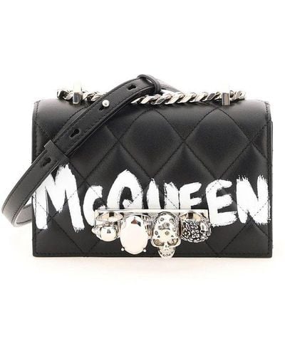 Alexander McQueen Mini Jewelled Satchel Bag - Black