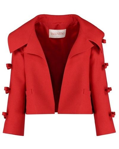 Valentino Crepe Couture Cropped Jacket - Red