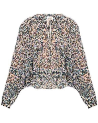 Isabel Marant Floral-printed Cut-out Detailed Blouse - White