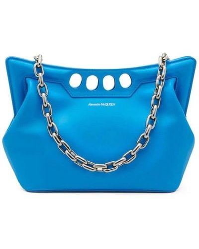 Alexander McQueen The Peak Small Curved Shoulder Bag - Blue