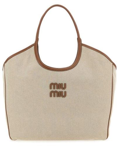 Miu Miu Ivy Open Top Tote Bag - Natural