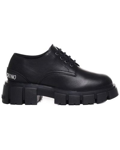 Love Moschino Logo-raised Chunky Sole Derby Shoes - Black