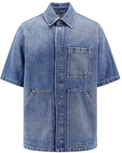 Fendi Short-sleeved Buttoned Denim Shirt - Blue