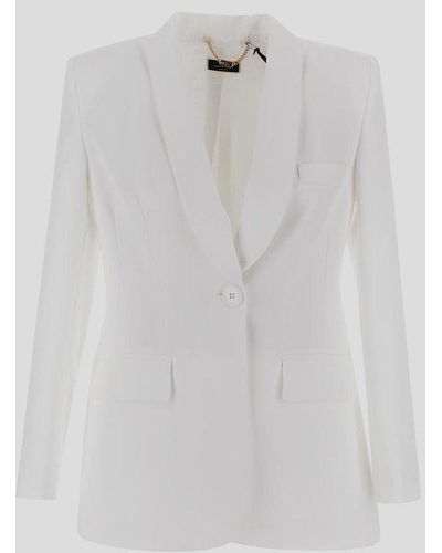 Elisabetta Franchi Single Breasted Crepe Jacket - White