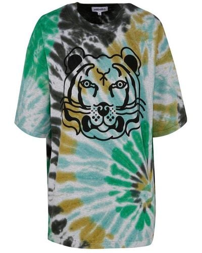 KENZO Tiger Tie-dye Print T-shirt - Green