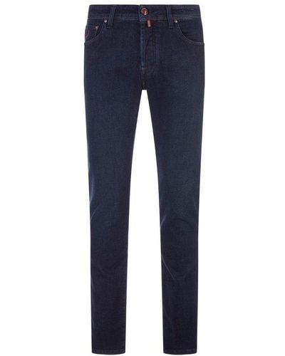Jacob Cohen Logo-patch Straight-leg Slim-cut Jeans - Blue